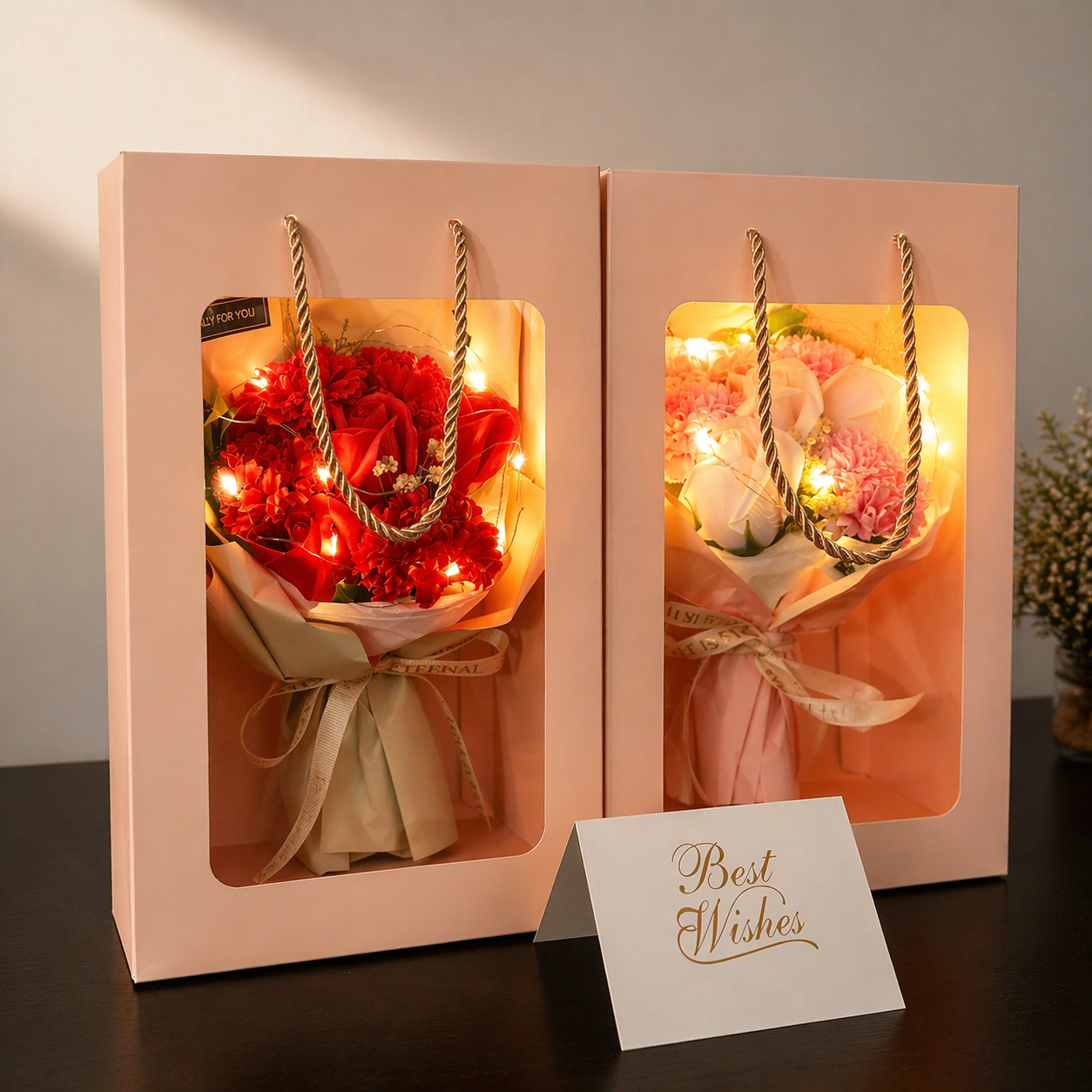 Luxurious Everlasting Rose Bouquet - Eternal Flowers with LED Lights