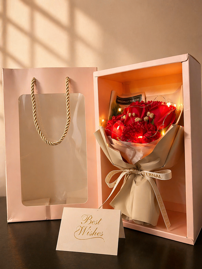 Luxurious Everlasting Rose Bouquet - Eternal Flowers with LED Lights